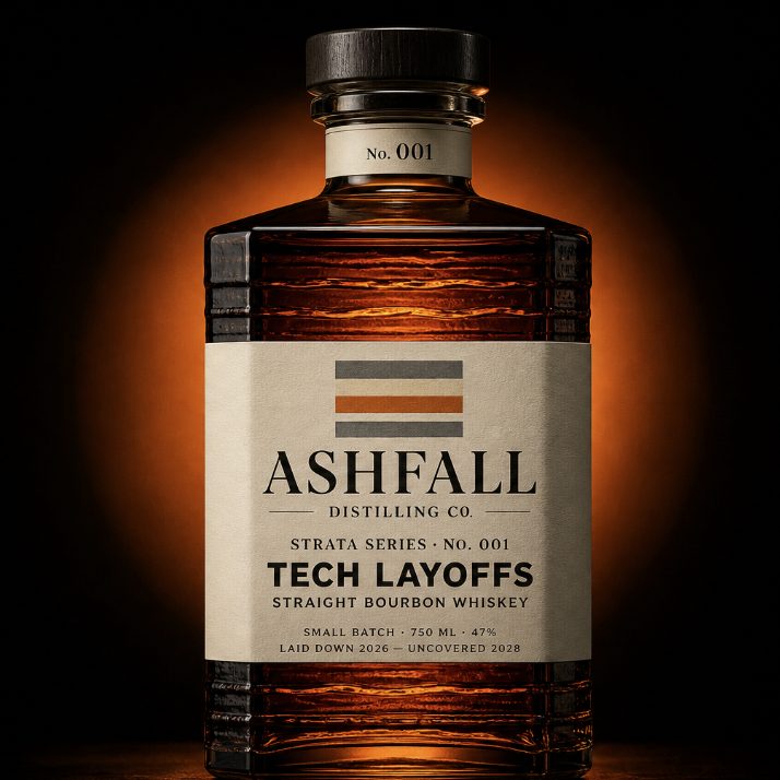 Ashfall Strata Series No. 001 Tech Layoffs straight bourbon whiskey bottle